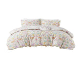 Full/Queen Floral Reversible Cotton Duvet Cover Set with Throw Pillow B035P217814