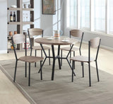5-Piece Black Graywash Round Dining Set Table Chairs Rustic Gray Finish Dining Room Wooden Furniture B011P287539