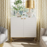 White Modern 2-Door Locker Accent Cabinet with Tapered Metal Feet T3609P333096