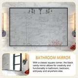 36x30inch Glossy Black Bathrooms For Wall Rectangle Vanity Corner Hangs Farmhouse W2091P214073
