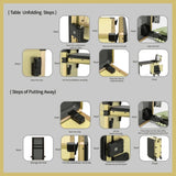 Portable Nail Art Table w/ LED Mirror, Bluetooth, Lockable Drawers, Telescopic Pole - Folding W2700P303417