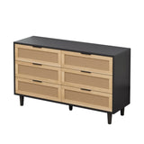 51.18"6-Drawers Rattan Storage Cabinet Rattan Drawer with White Drawer Slides,for Bedroom,Living W757P162761