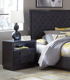 Modern Bedroom Furniture 1pc Nightstand of 2x Drawers LED Light Storage Cubby USB Ports Power B011P201586