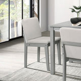 ZNTS Grey Finish 5pc Room Set Table 4x Chairs Beige Fabric Chair Seat Kitchen Breakfast B011118999