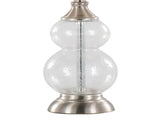 Belle 20" Contemporary Glass Accent Lamp in Clear Wrinkle Glass, Brushed Nickel and White Linen B202P224027