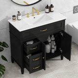 ZNTS 36" Bathroom Vanity with Sink, Black Bathroom Cabinet with Drawers, Solid Frame and MDF Board, One N725P195410B