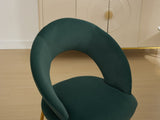 061-Set of 1 Velvet Fabric Chairs With Curved Backrest and Golden Metal Legs for Kitchen or W527P255476