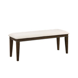 Dark Brown Finish 48-inch Bench 1pc Beige Fabric Upholstered Seat Classic Look Dining Wooden B011P196948