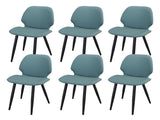 Green Leather Dining Chair with Metal Legs, Shell Shape Upholstered Chair Set of 6 for Kitchen, T3967P409151