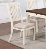 ZNTS White Classic 2pcs Dining Chairs Set Rubberwood Beige Fabric Cushion Seats Slats Backs Dining Room B011120833