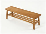 Light Brown Pine Wood Dining Bench with Storage Shelf, 100*30*45.5cm 85132120