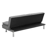 ZNTS Sofa Bed with Armrest two holders WOOD FRAME, STAINLESS LEG, FUTON GREY PVC W2297P247516