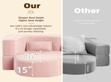 Modern Floor Sofa with 2 Pillows,Convertible Plush Corduroy Foam-Filled Sleeper Sofa Bed,15" Full 25383023