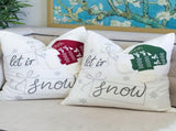 Let It Snow Christmas Throw Pillow 20x20" Square Cotton Cushion with Red Knit Hat Design and B357P609250