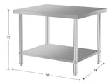 36''*24'' Commercial Work Table for Restaurant and Home Stainless Steel Kitchen Prep Table with W3167P303388