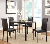 ZNTS Set of 4 Metal Frame Chairs Brown Faux Leather Seat Black Metal Finish Dining Side Chairs B01146334