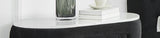 1pc Oval Faux Marble Top Nightstand 2- Drawers Storage Black Finish Button Faux Crystal B011P266092