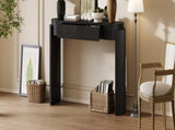 TREXM Entryway Table with Natural Wood Grain Finish, Console Table with Fluted Design, Oval Top and N715P288632B