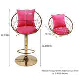 Rose Red velvet bar chair, pure gold plated, unique design,360 degree rotation.adjustable W117094402