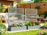Gray 43" x 16" x 70" Galvanized Planter Box Raised Garden Bed with Trellis for Vines & Climbing 68219610