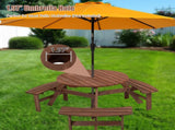 6-Person Circular Outdoor Wooden Picnic Table for Patio, Backyard, Garden, DIY w/ 3 Built-in W142281086
