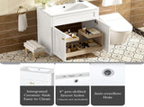 30'' Bathroom Vanity with Ceramic Sink Combo, Modern Freestanding Storage Cabinet with Gold Handles, N710P194898K