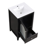 ZNTS 20" Bathroom Vanity with Sink, Bathroom Cabinet with Soft Closing Glass Door, A Drawer, Black 94526635