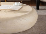 MgO Mid-Century Round Centre Table Vintage Faux Stone Sofa Pre-Modern Tables Beige W3081P344038
