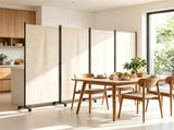 4 Panel Folding Rolling Room Divider with Lockable Universal Wheels, Non-See-Through Polyester 70695982