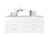 6 Drawer Double Dresser for Bedroom, Wide Storage Cabinet for Living Room Home Entryway, White 71507720