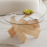 Circular glass coffee table, 33.4-inch modern and distinctive design tea table. Tempered glass GL-W1151P146792