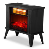 ZNTS 15" Electric Fireplace Heater, Freestanding Wooden Fireplace Stove with 3D Realistic Flame, Overheat 00157505