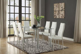 Modern Style White Metal Finish Side Chairs 2pc Set Faux Leather Covered Contemporary Dining Room B01167365