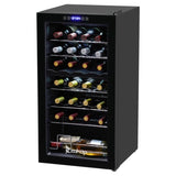 Dual Zone Wine and Beverage Refridgerator, 28 Bottle Wine Fridge with Independent Temperature 97057086