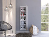 ZNTS Montauk 5-Shelf Wall Mounted Shoe Cabinet with Mirror Door White B06280104