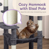 ZNTS 57 inch Cat Tree Cat Tower for Indoor Cats, Cat House with Padded Platform Bed, Toy Balls, Large 81517350