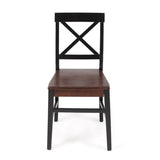 ZNTS Roshan Farmhouse Acacia Wood Dining Chairs, Black / Walnut 62888.00BWALN