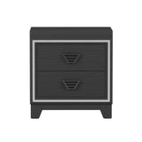 Elegant Nightstand with Metal Handle and Sparkling Shiny Decoration, Bedside Table with 2 Drawers WF531200AAB