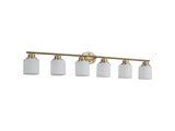 6-Light Golden Bathroom Vanity Light Fixture, Frosted Glass Shades, Modern Wall Mounted Lighting W1340P206703