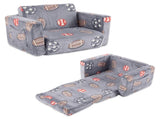 Glow-in-the-Dark Kids Foldable Sofa Bed All-Sponge Single Chaise Lounge Grey-Blue Ball Pattern 67916799