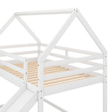 ZNTS Twin Size Bunk House Bed with Slide and Ladder,White WF285894AAK