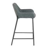 Daniella Industrial Counter Stool in Black Metal and Green Faux Leather by LumiSource - Set of 2 B202P221716