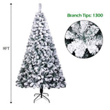 ZNTS 8 FT Snow Flocked Hinged Christmas Tree, Unlit Artificial Christmas Pine Tree with 1300 Branch Tips 57349346