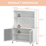 Kitchen Pantry Cabinet, Tall Storage Cabinet with Glass Doors & Adjustable Shelves, Cabinet Cupboard T2398P272122
