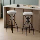 29'' Floral Print Counter Height Bar Stool with Footrest Set of 2 Upholstered Round Barstools for W1757P294425