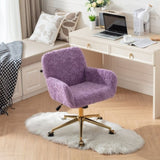 ZNTS A&A Furniture Office Chair,Artificial rabbit hair Home Office Chair with Golden Metal W1143P154102