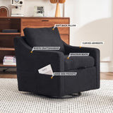 011-Teddy Fabric 360&deg Swivel Accent Chair with Upholstered,One Back Pillow,Armrest with Rivets W527P190836