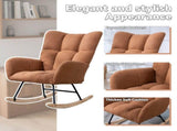 Teddy Fabric Wingback Glider Rocker with Side Storage Pocket, Soft Comfy Nursing Rocking Chair, 68696163