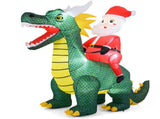 6.7ft Inflatable Santa Riding Dinosaur - 5 Bright LED Lights 210T Polyester Outdoor Xmas Decor 60814590