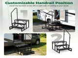 Heavy Duty 3-Step RV Step Stool with Adjustable Handrail 660LBS Capacity Metal Stairs 85763373